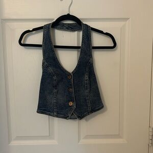 Garage Denim Vest with Button Detail